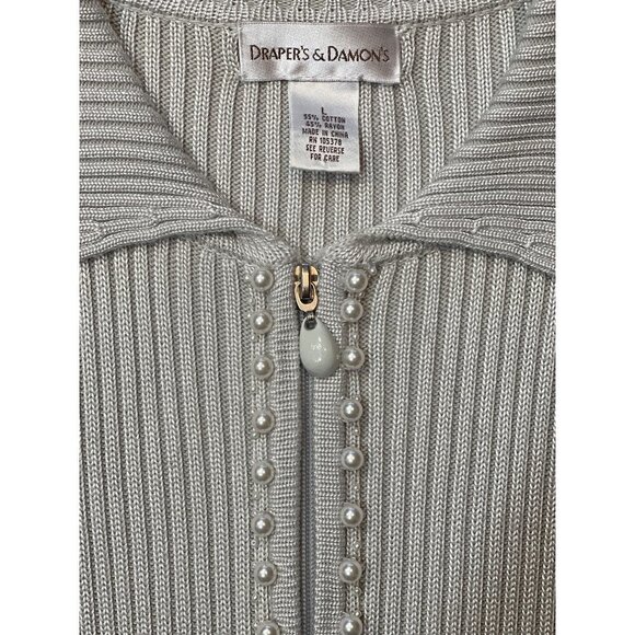 DRAPER'S & DAMON'S Elegant Women's Luxury Cardigan Large Silver/Grey Embellished - Picture 4 of 15